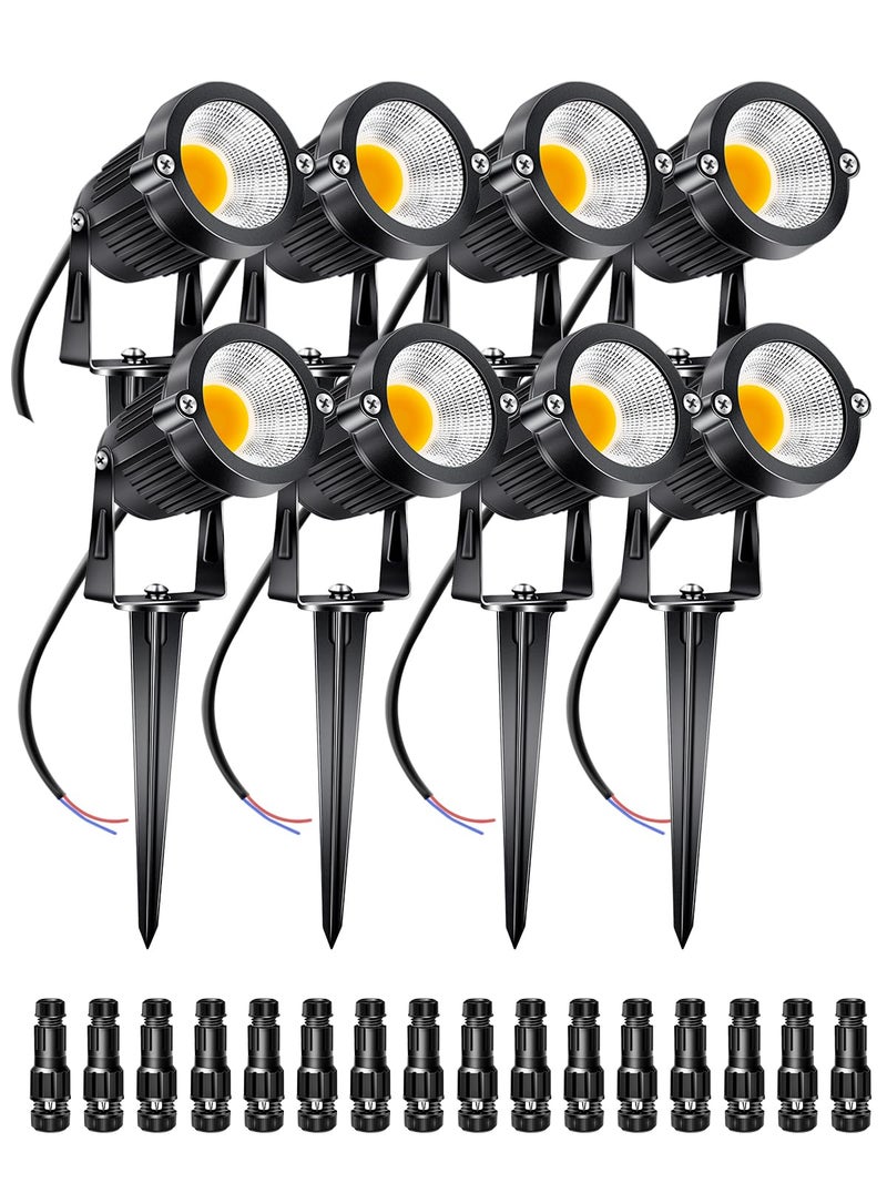 ALEDECO 5W Low Voltage Landscape Lights Outdoor 12V AC/DC LED Landscape Lighting 3000K Warm White Waterproof Garden Spotlights 500LM COB Landscape Pathway Lights for Yard,Tree (8Pack with Connectors) - Image 1